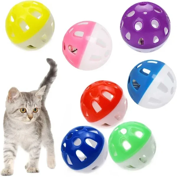 6/100Pcs Cat Toy Balls Pet Cat Kitten Play Plastic Balls with Jingle Bell Pounce Chase Rattle Toy Cat Toys Bulk Random Color - Image 2