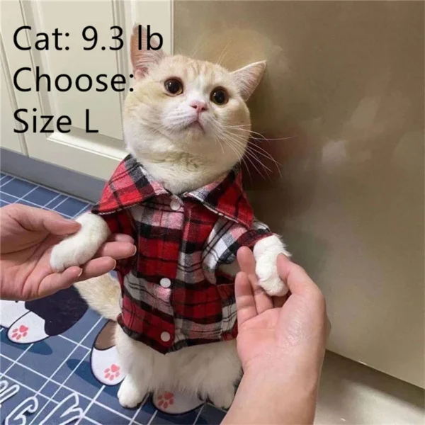Stylish Plaid Shirt Coat for Small Dogs and Cats - Keep Your Pet Looking Cute and Cozy - Image 3