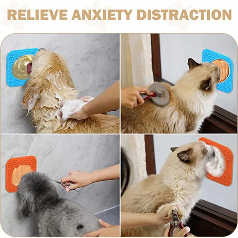 Pet Supplies Silicone Pet Licking Mat Cat Anti-choking With Slow Food Bowl Puppy Bath Distracted Licking Plate Cutlery - Image 2