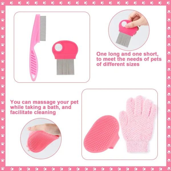 8-piece small animal pink beauty set rabbit beauty set with pet nail clippers and file flea comb - Image 5