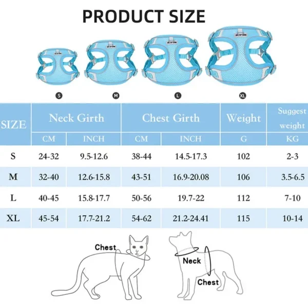 Dog Harness Leash Set for Small Medium Dog Cat Chest Strap Reflective Dog Clothes Vest Set Chihuahua Outdoor Walking Pet Supplie – Image 2