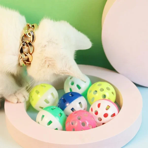 6/100Pcs Cat Toy Balls Pet Cat Kitten Play Plastic Balls with Jingle Bell Pounce Chase Rattle Toy Cat Toys Bulk Random Color - Image 6