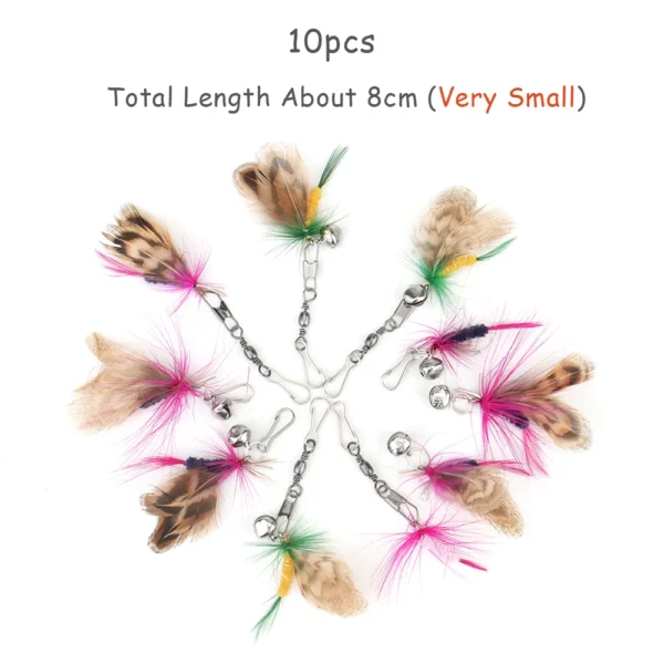 10pcs Small Feather Cat Toy DIY Replace Cat Teaser Stick Replacement Pet Toy Accessories - Image 6