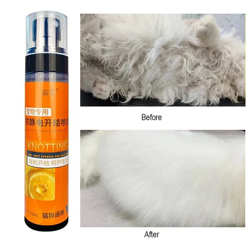 Pet Coat Wash Free Hair Conditioners Spray, Fluffy Smooth, Soft Shiny, Easy Comb Without Knots for Cat Dog Hair Knotting Tangles — изображение 3