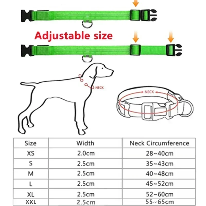 LED Glowing Dog Collar Adjustable Flashing Rechargea Luminous Collar Night Anti-Lost Dog Light HarnessFor Small Dog Pet Products - Imagem 2