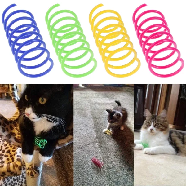 16/80pcs Cat Springs Toys Kitten Coil Spiral Pet Interactive Gauge Plastic Spring Toy Colorful Springs Cat Pet Toy Products - Image 3