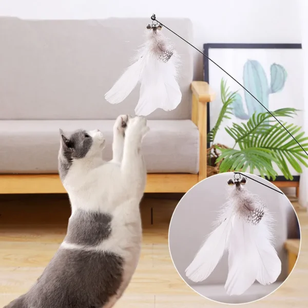 Cat Toy Funny Cat Toys Interactive Self Hi Feather Toys for Cats Tease Bite Resistant Cats Toy with Sucker Stick Pet Supplies - Image 2