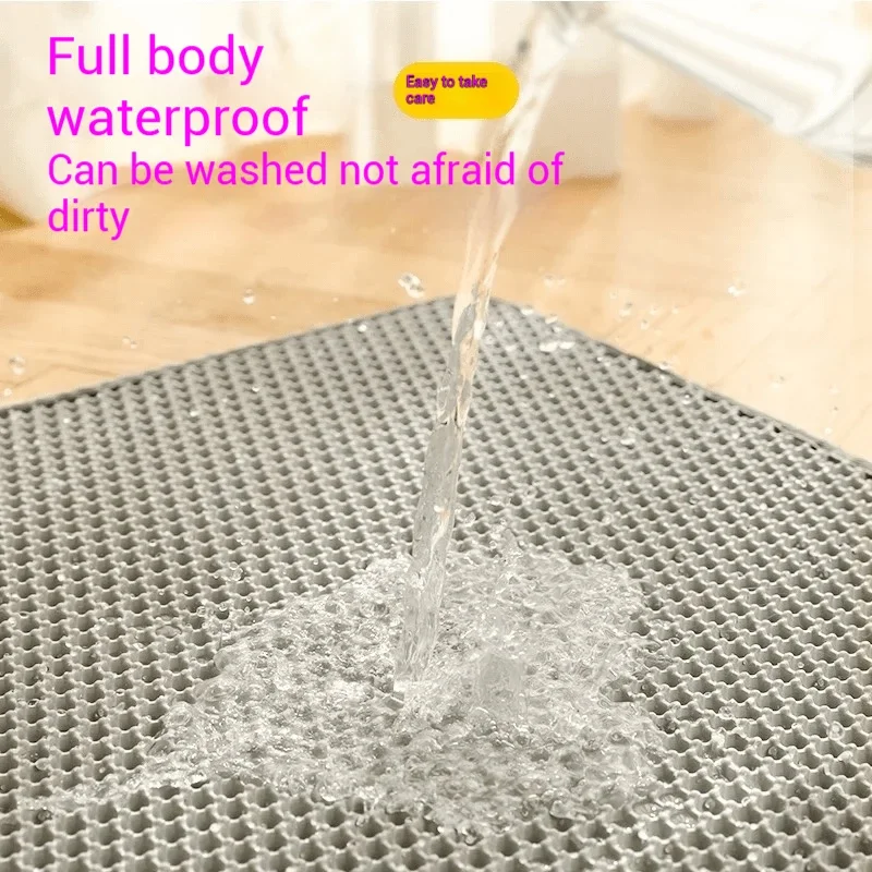 Premium Large Cat Litter Mat 90x60CM Waterproof Double Layer Litter Trapper Non-Slip Washable Pet Toilet Pad Sand Control – Bild 6