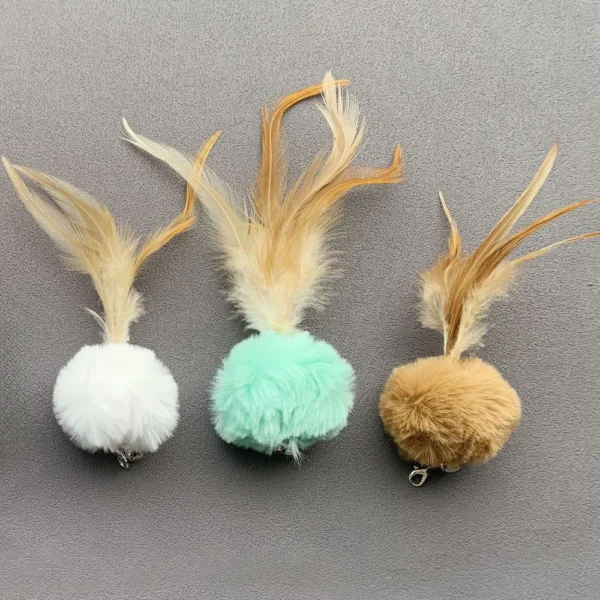 Plush Ball Feather Cat Teaser Stick For Changing Heads Cat Toy Plush Interaction Kitty Pet Toy – Bild 4