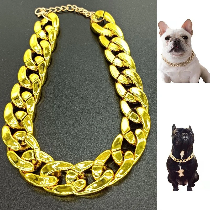 Pet Necklace Medium and Small Dog Collar Jewelry Dog Bully Gold Chain Pet Accessories — изображение 3