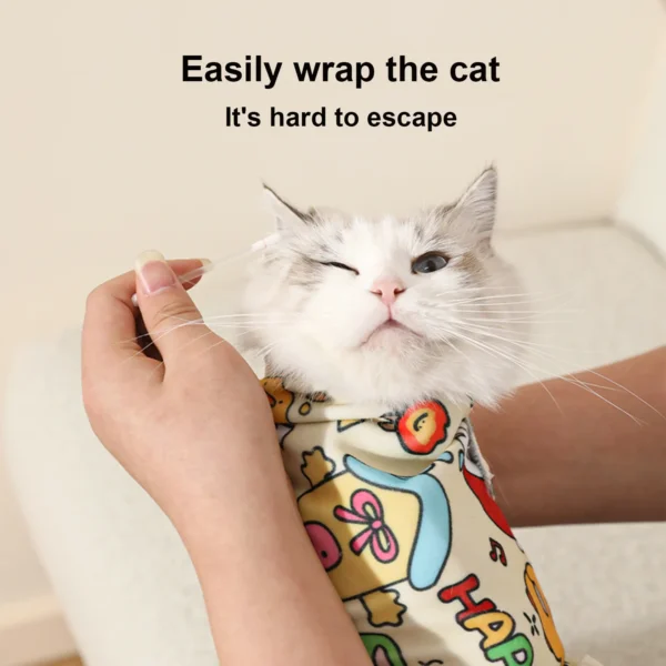 Cat Grooming Wrap Self-Adherent Cat Swaddle Burrito Wrap Anti-Bite Anti-Scratch Anti-Escape for Medicine Nail Clipping Pet Tool - Image 3