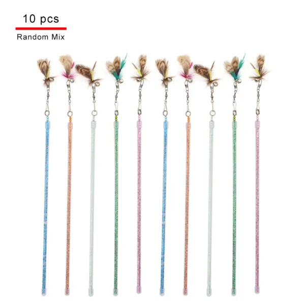 10pcs/5pcs Wholesale Cat Teaser Bug Funny Cat Stick Toy Feather Rod Pet Toy - Image 6