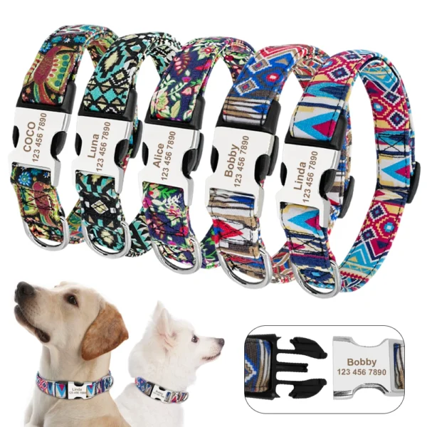 Custom Engraved Dog Collar Personalized Nylon Pet Dog Tag Collar Printed Puppy Cat Nameplate ID Collars For Small Large Dogs – Bild 2