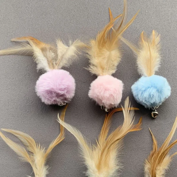 Plush Ball Feather Cat Teaser Stick For Changing Heads Cat Toy Plush Interaction Kitty Pet Toy – Bild 5