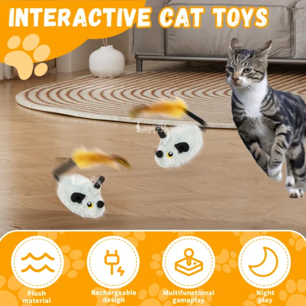 Cat Mouse Interactive Plush Toys LED Glow Electric Telecontrol Auto Rechargeable Pet Moving Mice Toy Realistic Kitten - Image 2