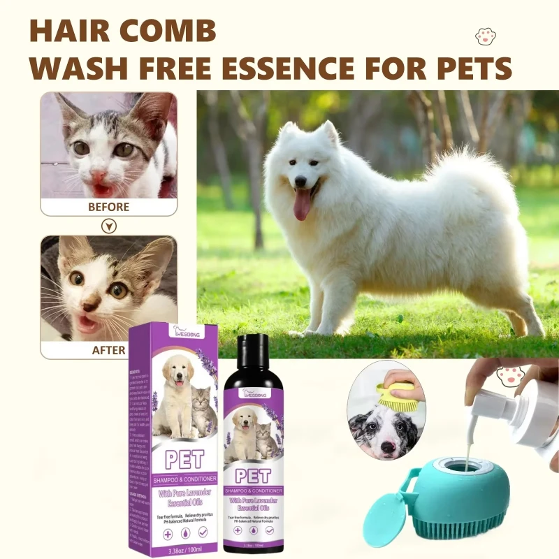 Pet Shampoo Flea Killer Hair Softening Relieve Itching PH Balanced Cleaning Natural Long-lasting Fragrance Mite Removal Dirt – Bild 2