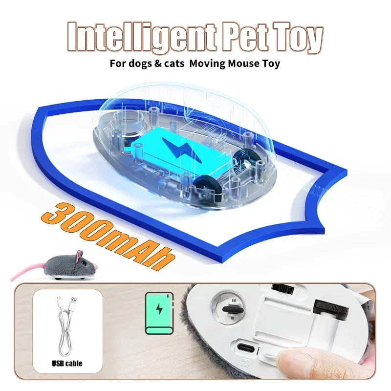 Electric Interactive Mouse Cat Toys Funny Plush Toy Smart Pet Interactive Movement Toys Fast Moving Pet Cat Accessories - Imagen 5